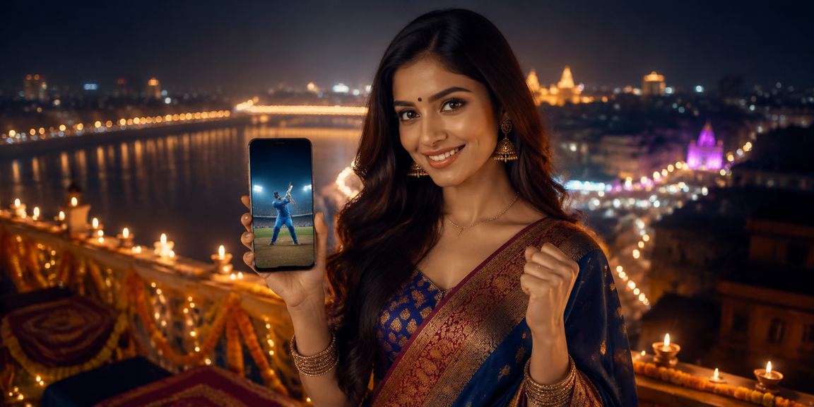 Festive Diwali celebrations with cricket betting promotions at Ahmedabad Riverfront