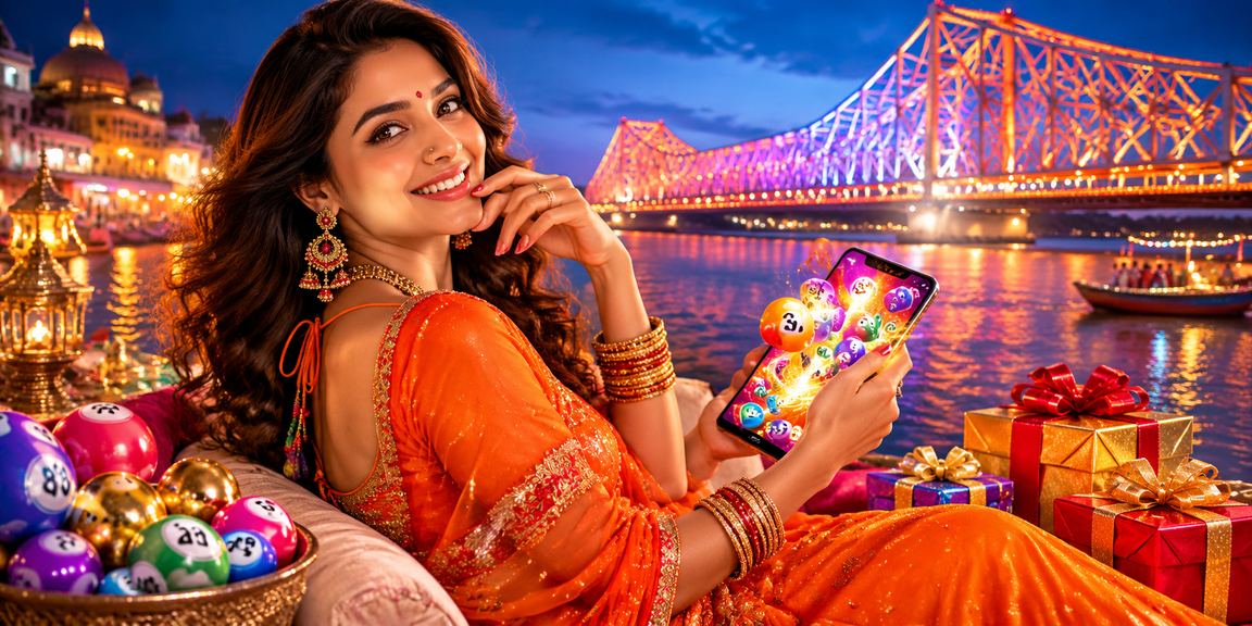 Howrah Bridge in Kolkata with themed look for lottery and casino entertainment